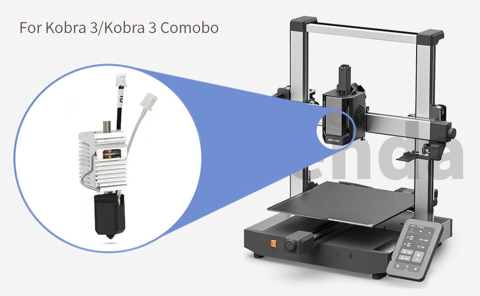 Upgrade Kobra 3/Kobra 3 V2 Combo Ceramic Hotend,0.4mm Hardened Steel Nozzle Heating Block Integrated Structure Hot End Replacement Compatible with ANYCUBIC Kobra 3/Kobra 3 V2 Combo 3D Printer